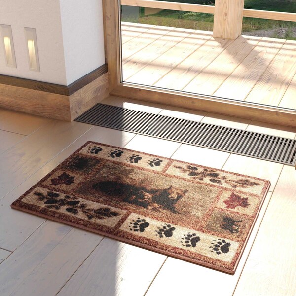 Flash Furniture 2' x 3' Brown Mother Bear & Cubs Olefin Area Rug OKR-RG1114-23-BN-GG - main